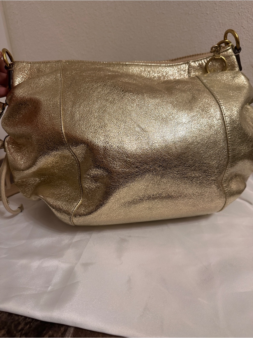 Rare 2012 Coach Poppy "Jazzy" Hobo Crossbody Bag Metallic Gold Leather 20384E - Picture 7 of 16